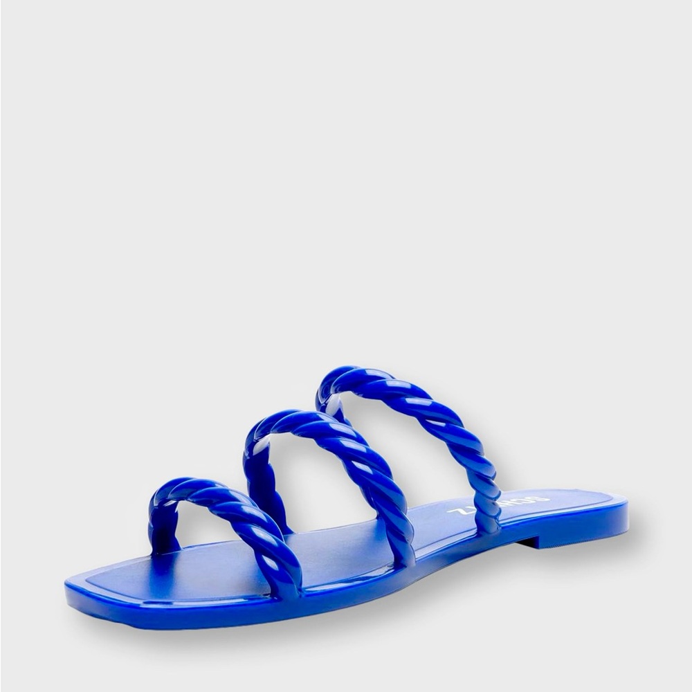 SCHUTZ || Diana Braided 3 Strap Slide Sandals in Royal Blue - SZ 5 *NWT*